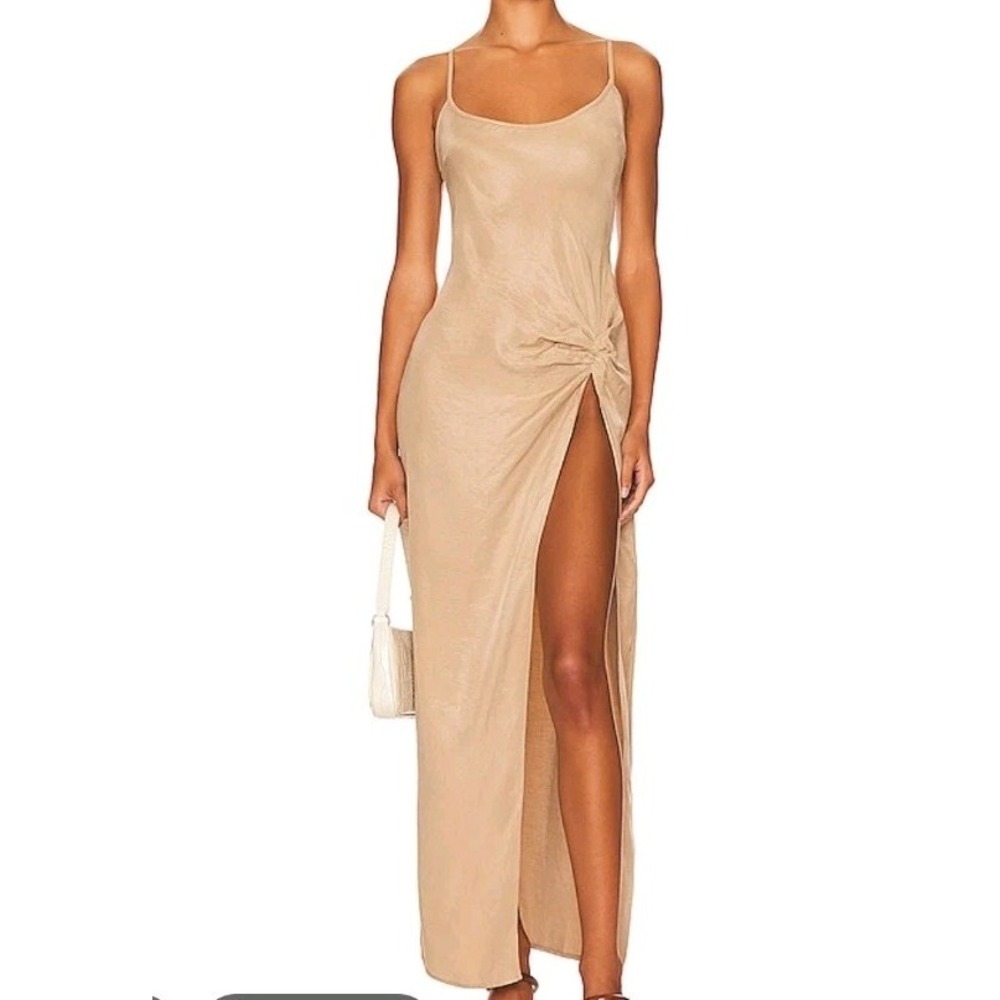 Revolve Atoir Turned Around Maxi Dress 10 Tan Formal Dress High Slit‎